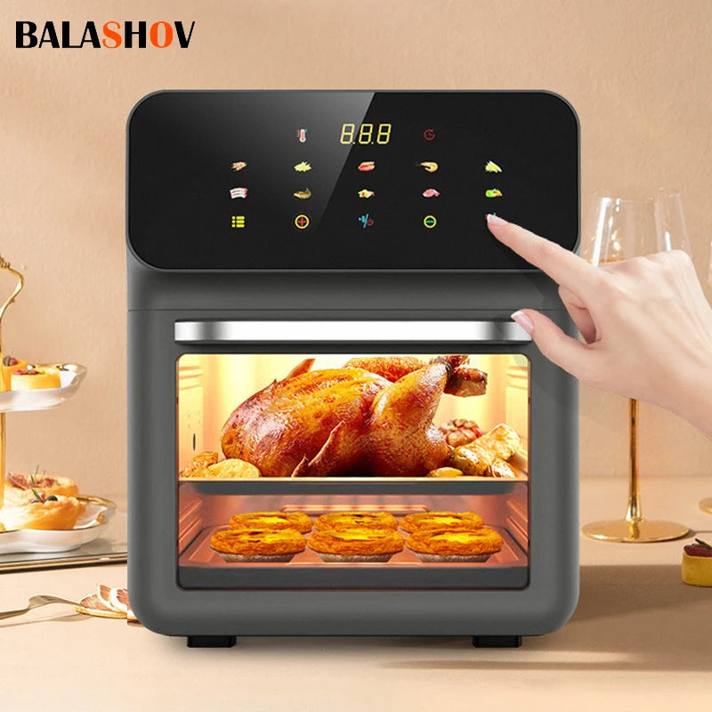 Large Capacity 10L Electric Air Fryer Oil-free Automatic Household Kitchen 360°Baking Convection Oven Deep Fryer without Oil