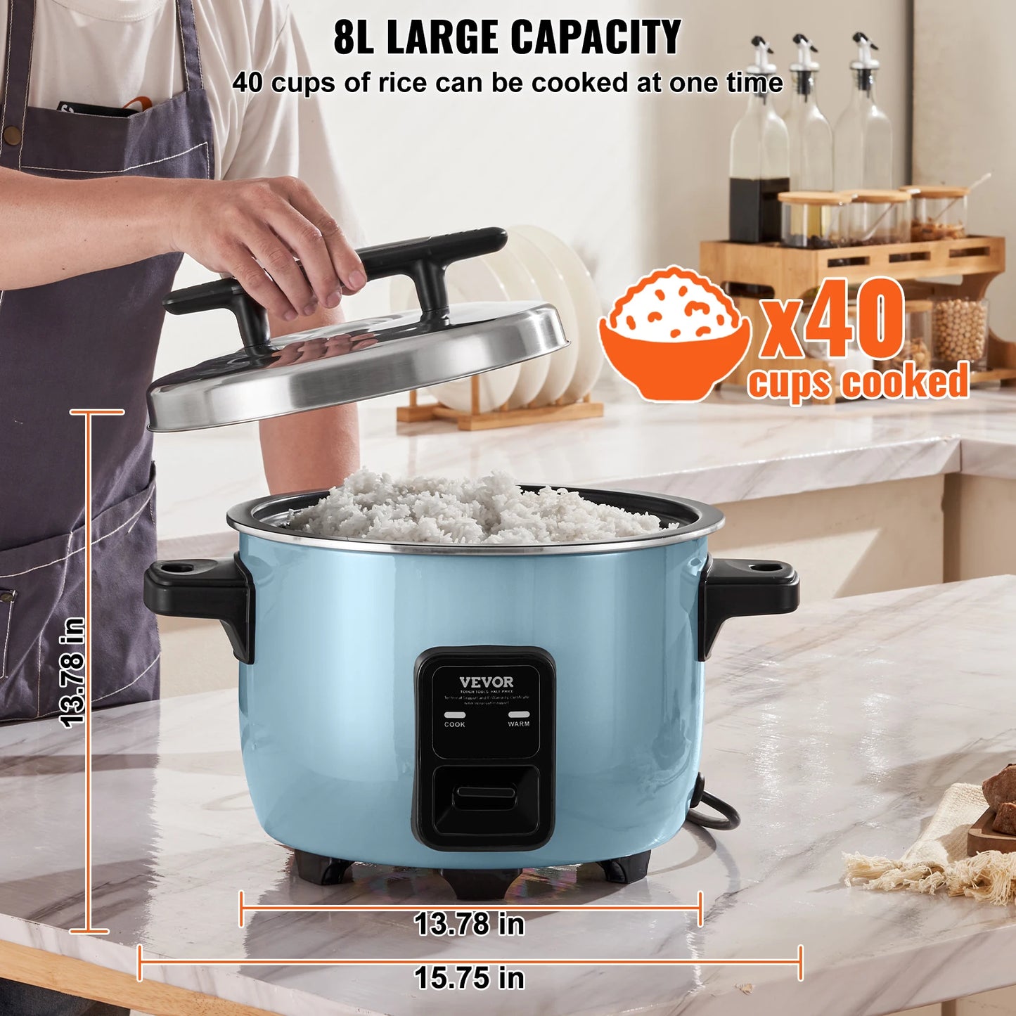 Commercial Rice Cooker with Aluminium Nonstick Inner Pot 24-Hour Keep Warm for Restaurant Buffet