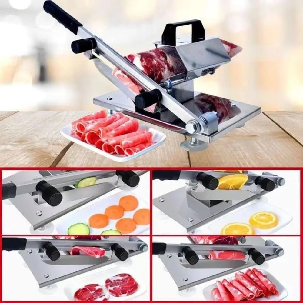 Portable Manual Food Slicer Stainless Steel Manual Vegetable Cutter Household Slice Bone Cutting Knife for Frozen Meat