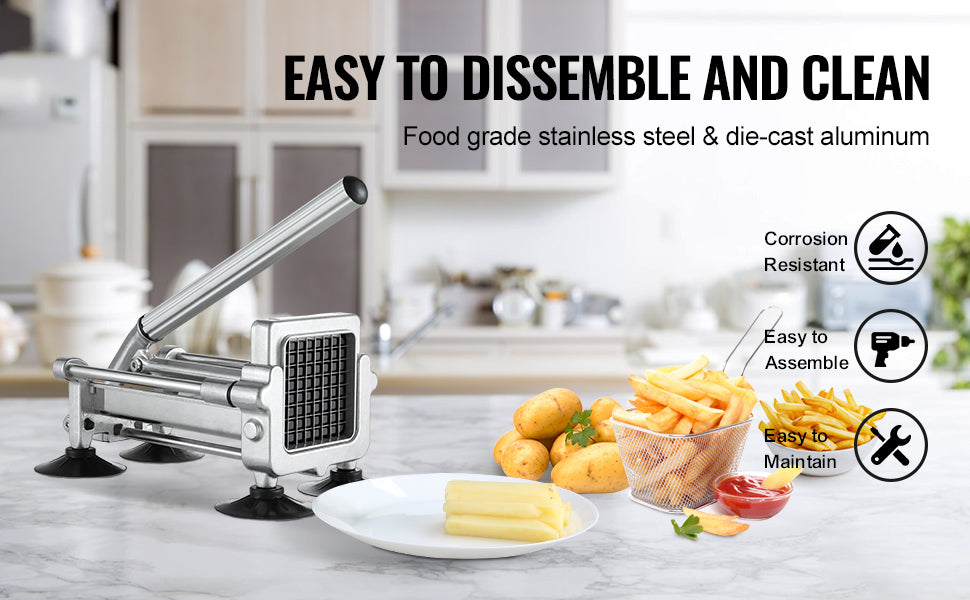 Stainless Steel French Fry Cutter Potato Slicer Vegetable Carrot Cucumber Tool for Perfectly Cut French Fries