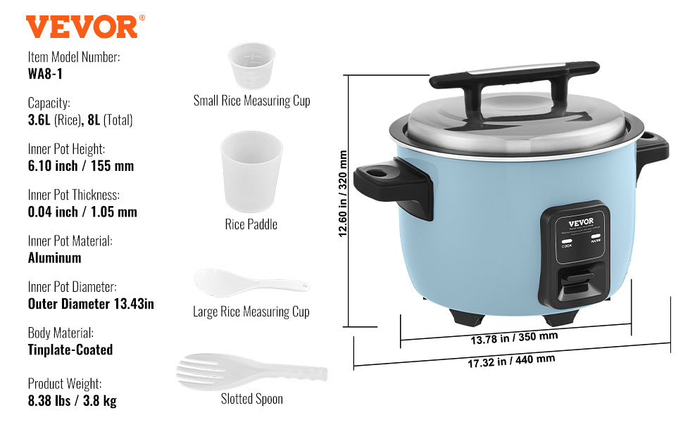 Commercial Rice Cooker with Aluminium Nonstick Inner Pot 24-Hour Keep Warm for Restaurant Buffet