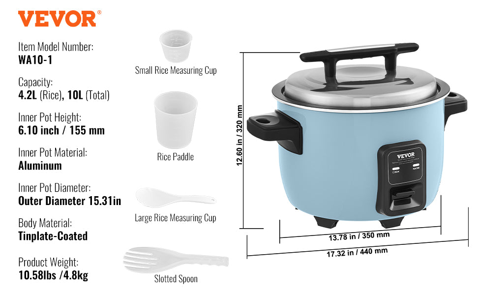 Commercial Rice Cooker with Aluminium Nonstick Inner Pot 24-Hour Keep Warm for Restaurant Buffet